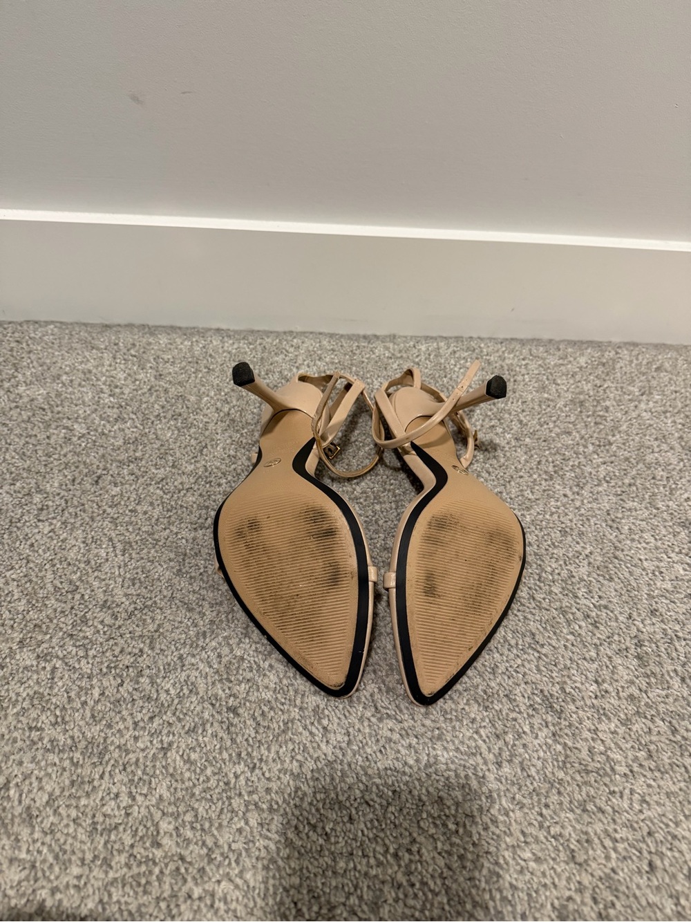 Zara Beige Pointed-Toe Ankle-Strap Heels - Picture 3 of 4